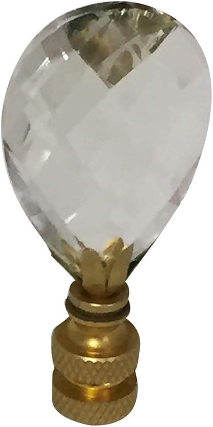 Royal Designs, Inc CCF2006S-PB-1 Royal Designs Small Diamond Swiss Cut Clear K9 Crystal 2.25" Finial for Single Lamp Shade, Polished Brass Base