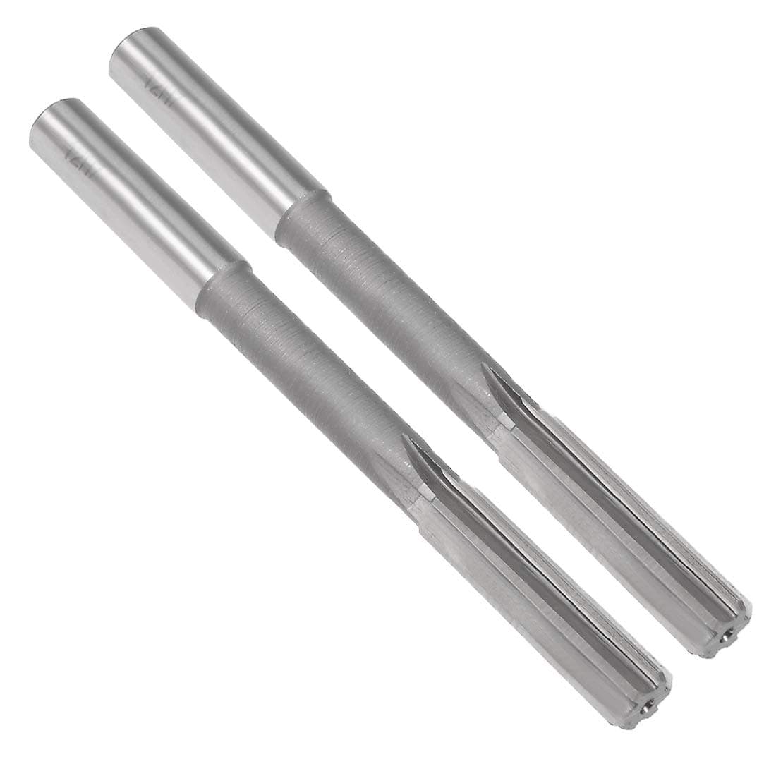 uxcell Chucking Reamer 12mm, H7 HSS Lathe Machine Reamer 6 Straight Flutes, Round Shank Milling Cutting Tool, Metric Reaming Drill Bit for Stainless Steel Metal Hole, 2pcs