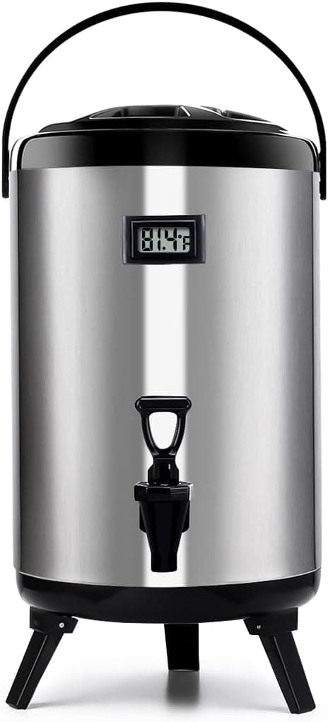 WantJoin Stainless Steel Insulated Beverage Dispenser – Insulated Thermal Hot and Cold Beverage Dispenser – 12 Liter Drink Dispenser with Spigot for Hot Tea & Coffee