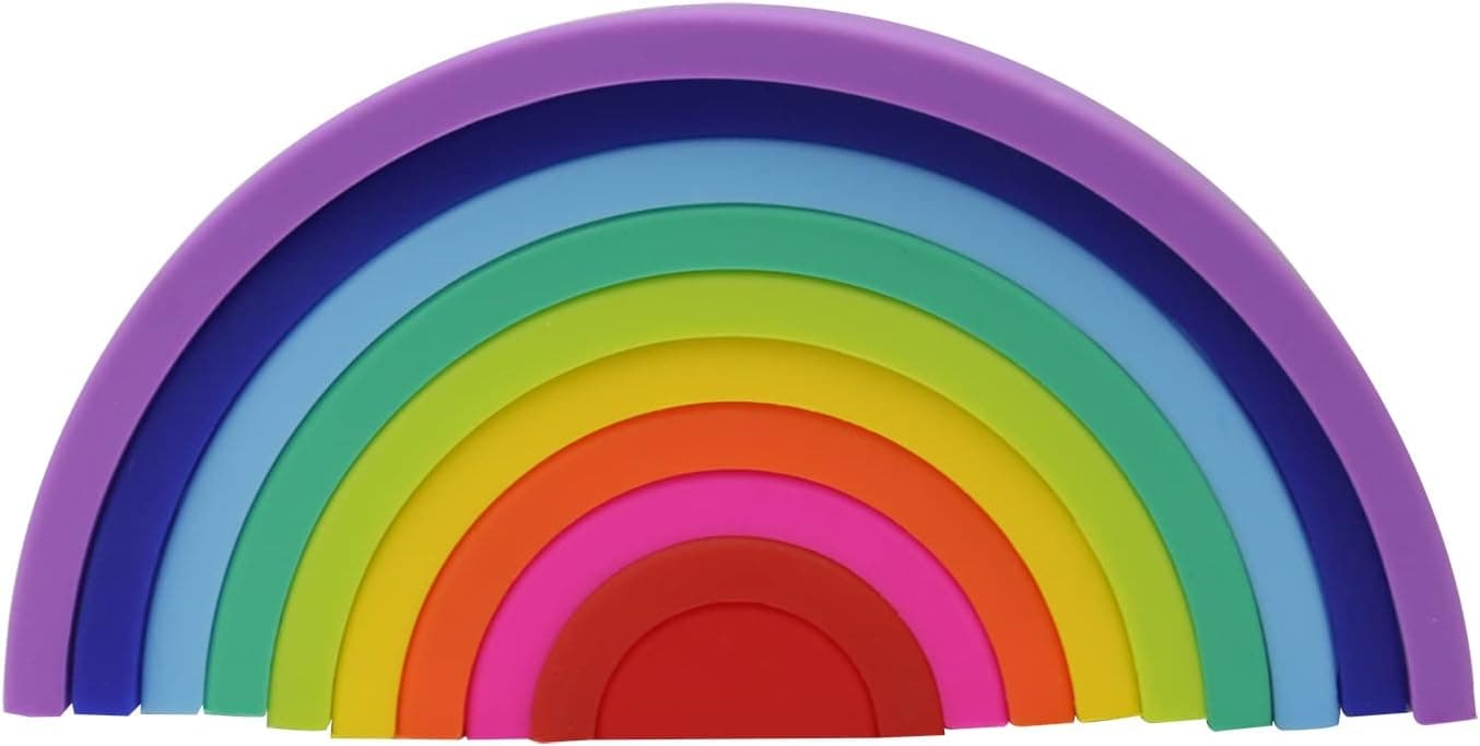 WeFidget 10 Layers Colorful Silicone Rainbow Stacker, Nesting Rainbow, Early Development, Rainbow Sensory Toy, Rainbow Stacking Toy