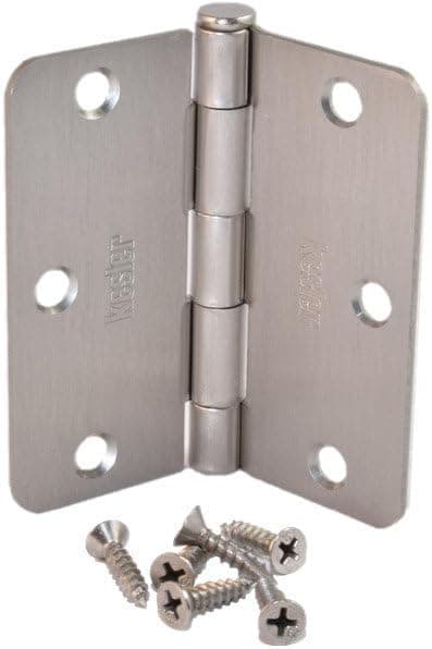 (Pack of 24) Kesler 3 1/2 Inch Satin Nickel Door Hinges (1/4" Radius Corners)