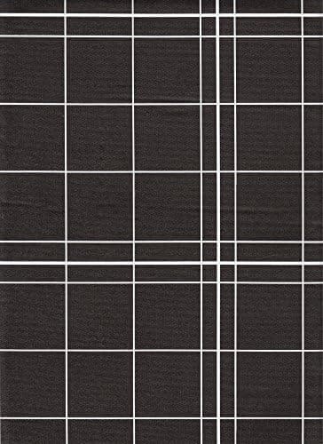 BRODER MFG. INC. White Lines Flannel Backed Vinyl Tablecloth - Black, 52x70 Oblong (Rectangle) | Perfect for Picnics, Barbeques, Parties, Camping, Special Occasions, Gatherings, and Everyday Use