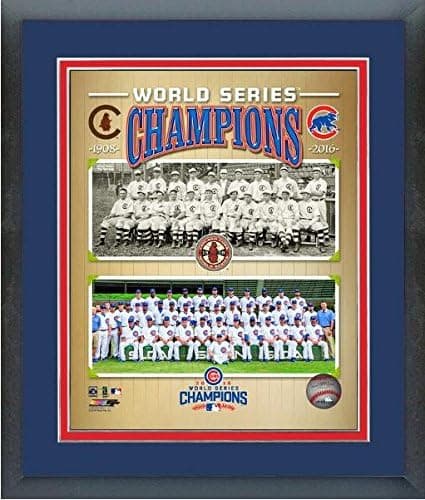 Chicago Cubs 1908 & 2016 World Series Champions Team Photo (Size: 12.5" x 15.5") Framed