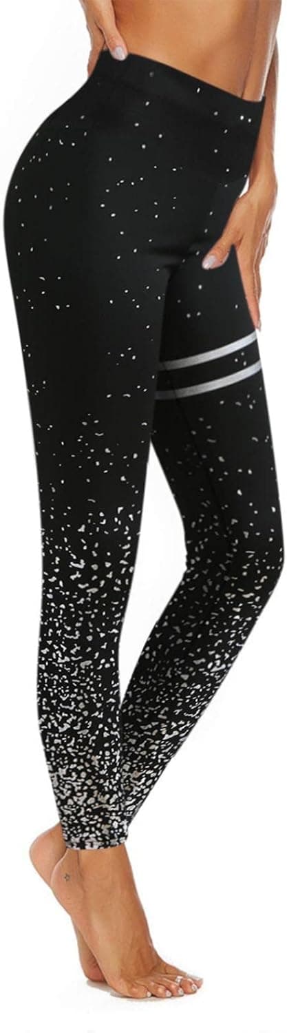 WOCACHI High Waist Yoga Pants for Womens, Fashion Workout Leggings Fitness Sports Gym Running Yoga Athletic Pants