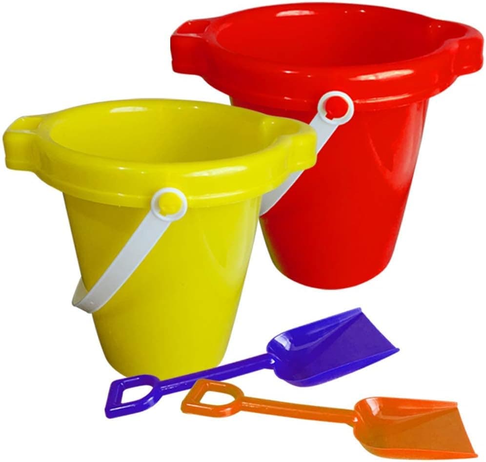 ArtCreativity Beach Sand Pail and Shovel Set, Includes 2 Sand Shovels and 2 Buckets, Fun Summer Beach Sand Toys, Sandcastle Building Toys, Practical Gift, Party Favor and Prize- Colors May Vary