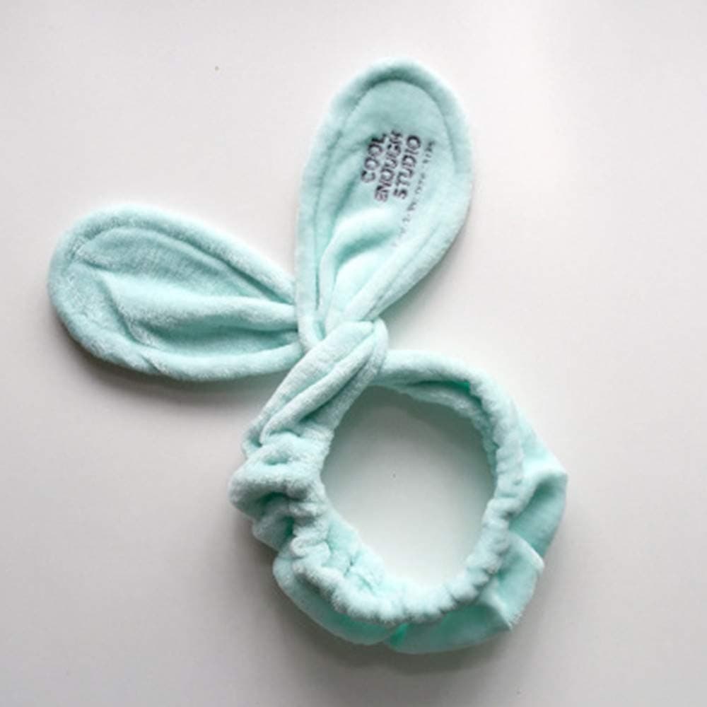 Linsiter Hair Band for Washing Face, Soft Coral Fleece Hairlace Rabbit Ear Shape Makeup Headband, 1pcs (Green)