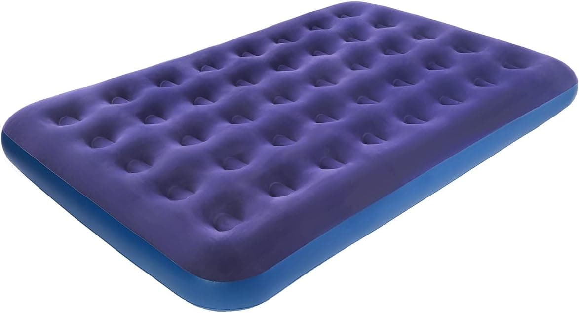 JEAOUIA Full Size Air Mattress for Inflatable - Portable Blue Blow Up Mattresses with Flocked top - Double Foldable Air Bed for Tent Camping Home Travel Backpacking