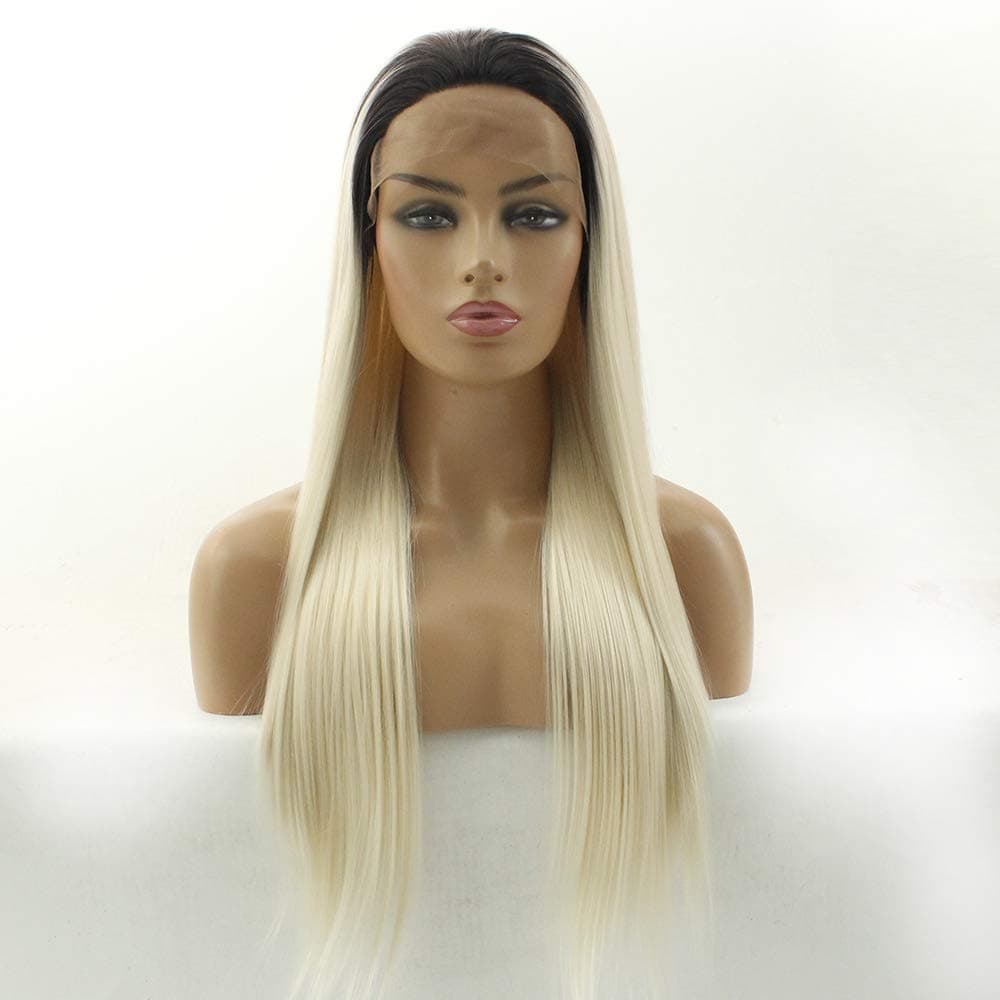 Long Straight Blonde Synthetic Lace Front Wig, Blonde Ombre Wig Blonde Ombre Lace Front Wig Ombre Blonde Lace Front Wig