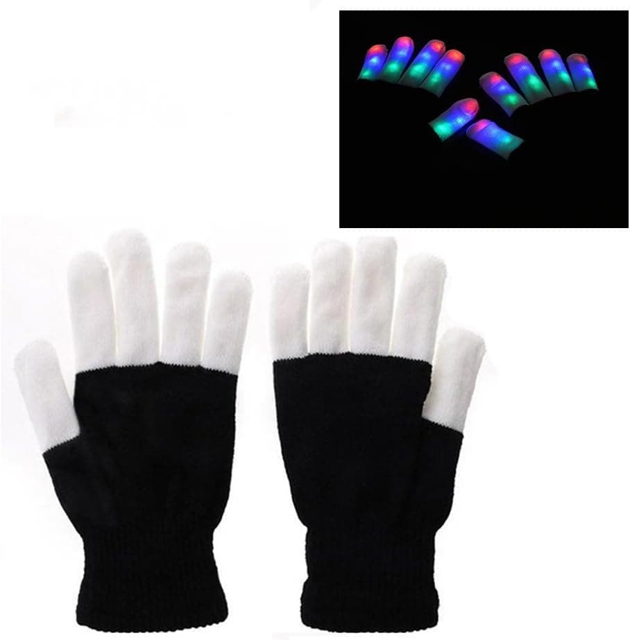 Christmas LED Gloves Finger Light, Women Men Colorful LED Finger Lighting Warm Gloves with 6 Light Flashing Modes for Birthday Halloween Xmas Disco Dance Rave Clubbing Party Light Show - Light Up Toys