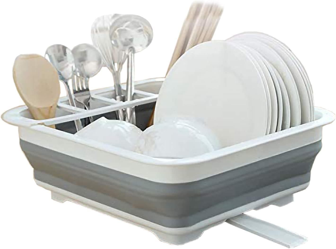Fafcitvz Collapsible Dish Drying Rack Portable Drainer Dinnerware Kitchen RV Campers Travel Trailer Storage Tray