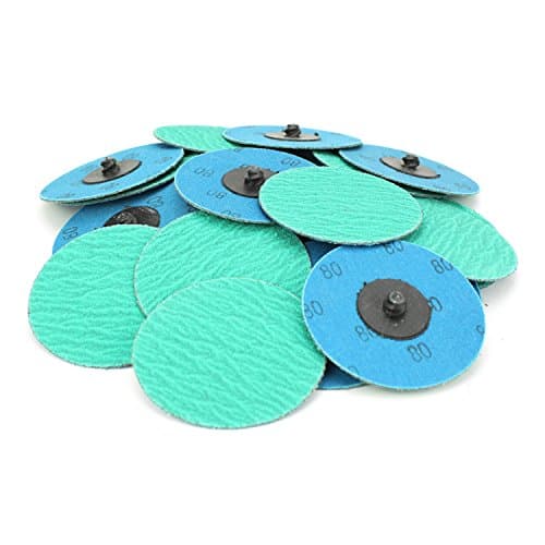 BHA Green Zirconia with Grind Aid Quick Change Sanding Discs Type R Male Roll On, 3" (80 Grit) - 25 Pack
