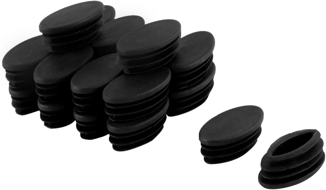 uxcell Plastic Table Chair Leg Feet Oval Pipe Tube Insert 20 x 40mm 20 Pcs Black