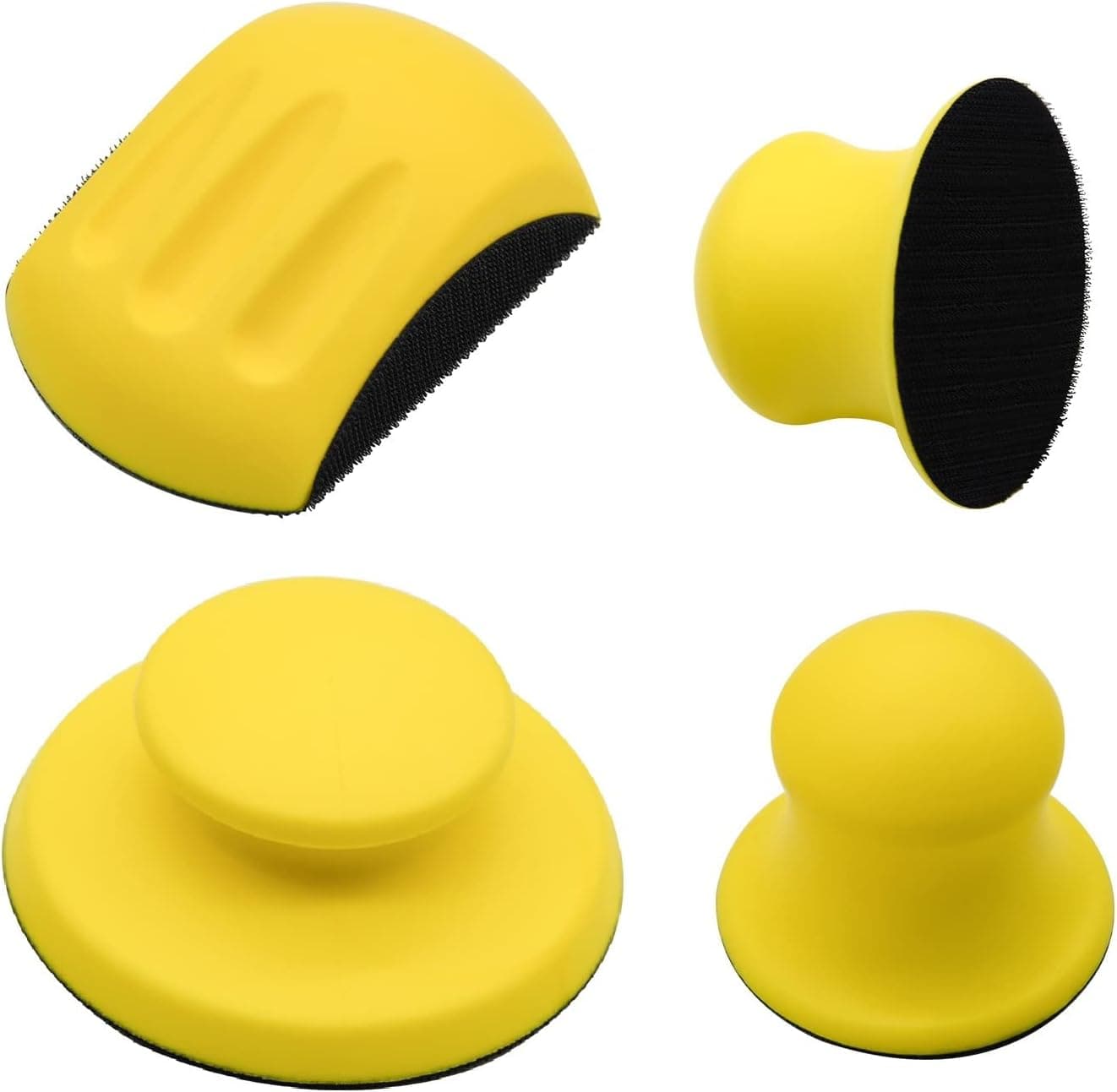 Hand Sanding Block, 4pcs Hook and Loop Including 1pcs 5 Inch Mouse Pad Round 2pcs 3 Inch for Wood Furniture Restoration Home Arts Car