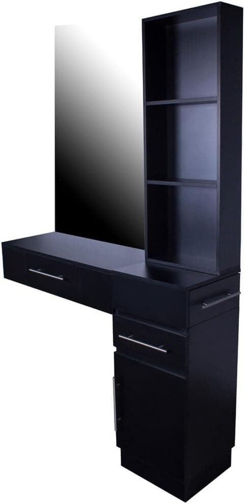 Icarus "Irvine" Pre-Assembled Single Drawer Wall Mount Beauty Salon Hair Styling Station With Cabinet and 3 Tier Shelf