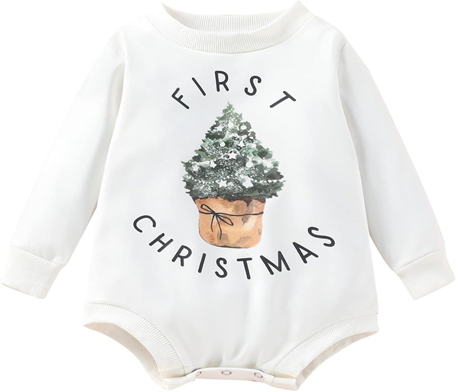 Christmas Baby Girl Boy Sweatshirt Romper Long Sleeve Crewneck Pullover Sweater Top Fall Winter Clothes
