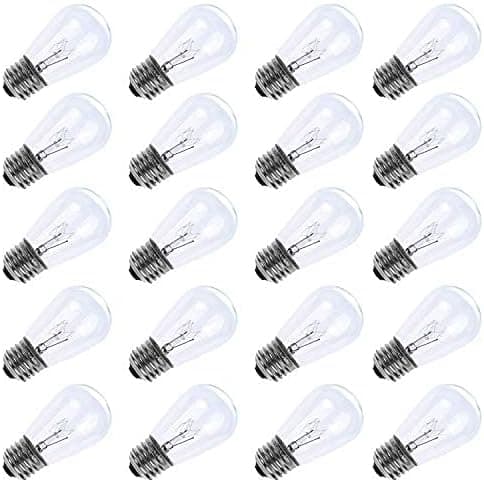 20-Pack S14 Replacement Light Bulbs - 11 Watt Warm Incandescent Edison Light Bulbs with E26 Medium Base for Commercial Grade Outdoor Patio String Lights