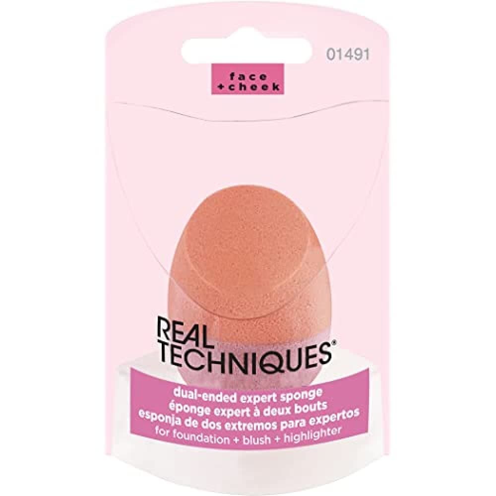 Real Techniques Latex Free Polyurethane Foam Multi Purpose Round Bottom Makeup Sponges Ideal for Blending (Packaging May Vary) Dual-ended Expert Sponge, 1 Count