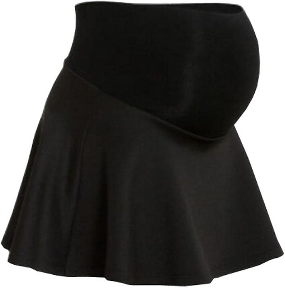 Foucome Women's Over The Belly Solid Stretch Maternity Skirts for Pregnancy