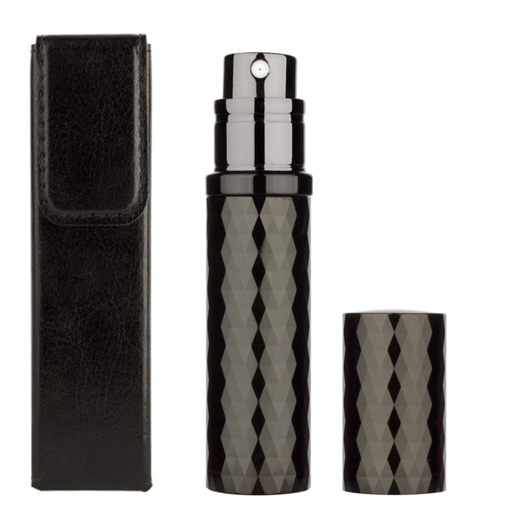 Louischanzl Perfume Bottles Refillable Empty Glass Atomizers Portable Travel Size Mini Leaking Proof Spray Perfume Container for Women & Men,Send perfume bottle holster,5ml(ZS) (Black)