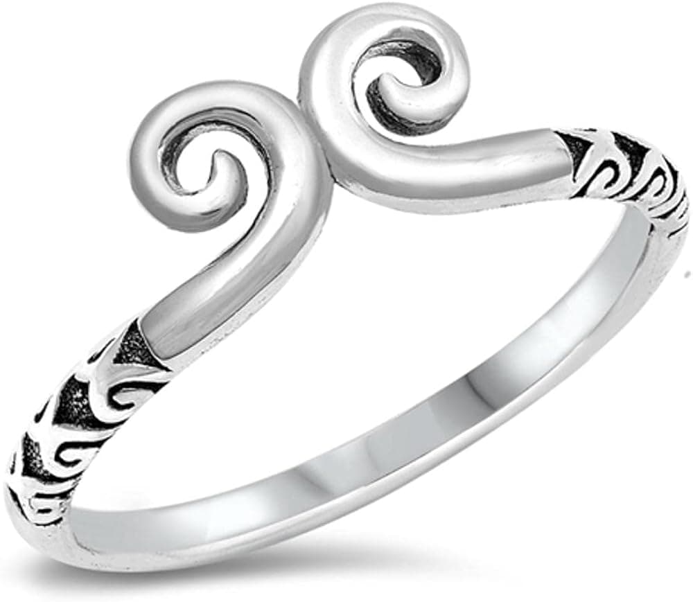 Celtic Swirl Double Wave Fashion Ring New .925 Sterling Silver Band Sizes 4-12