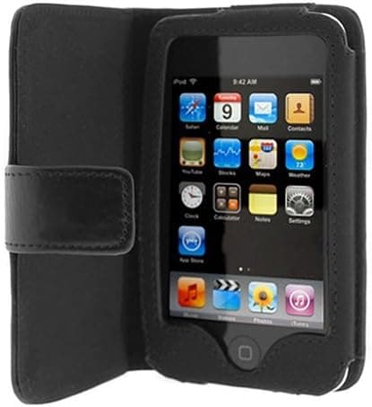 Importer520 Black Leather Flip Case for Apple iPod Touch 2nd 3rd GEN 2G/3G 8GB, 16GB, 32GB, 64GB