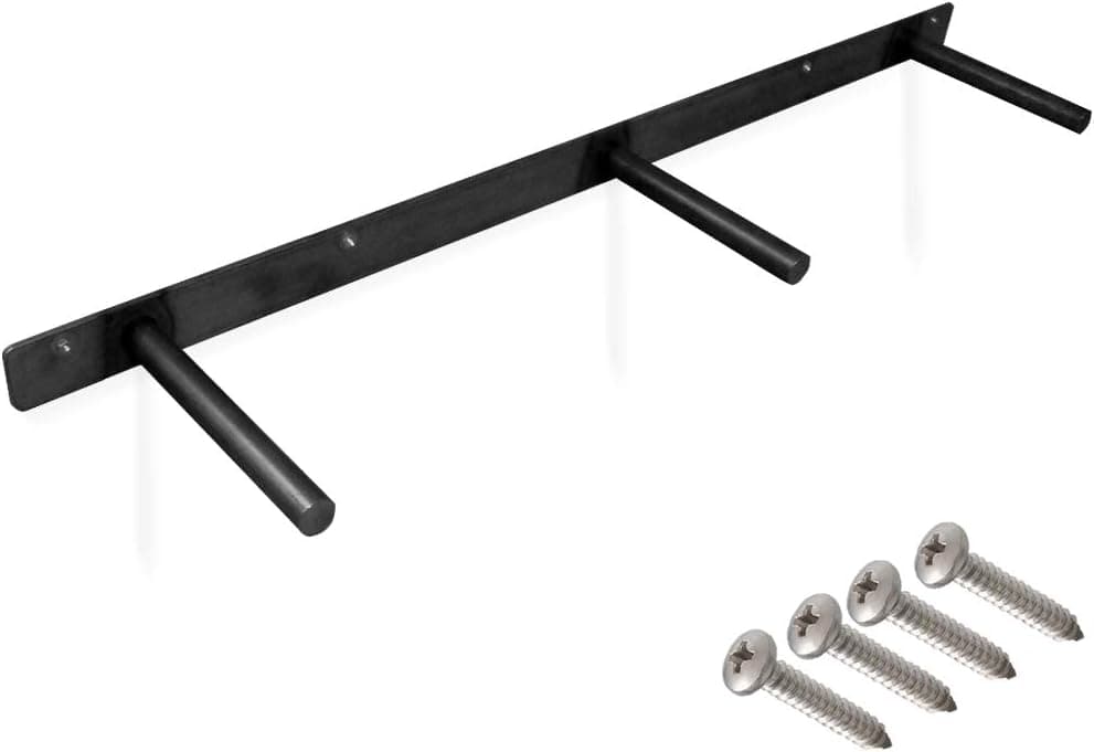 32" Heavy-Duty Floating Shelf Bracket Rustproof Solid Steel with Black Powder Coating 6" Deep Long Rods Fully Concealable Invisible Hidden Sturdy DIY Hardware Flush Fit Screws Included