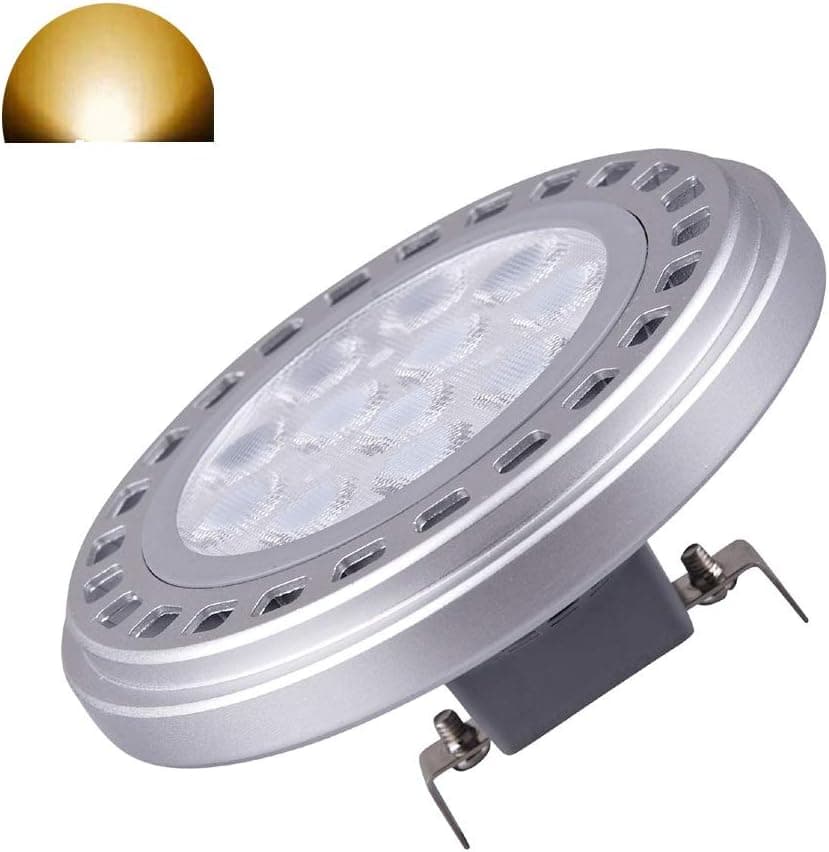 qlee Led AR111 Reflector Bulb G53 Spot Light 15W 30°Beam View Angle Warm White 3000k SMD 15LEDs AC DC 12V Spotlight Track Light 1200Lm Replacement Incandescent Halogen Bulb 120w