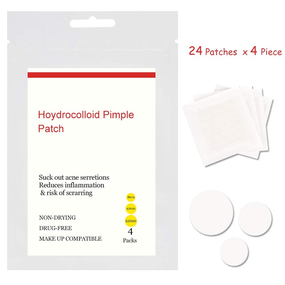 YHCUI Acne Pimple Healing Patch,Hydrocolloid,Invisible Acne Pimple Master Patch,Acne Patch, Pimple Patch,Three Sizes (24 Patchesx4 Piece)