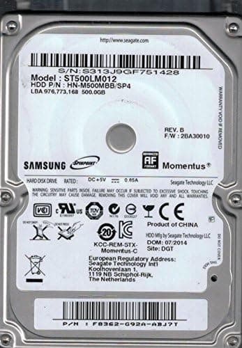 Samsung ST500LM012 HN-M500MBB/SP4 F/W: 2BA30010 500GB Seagate