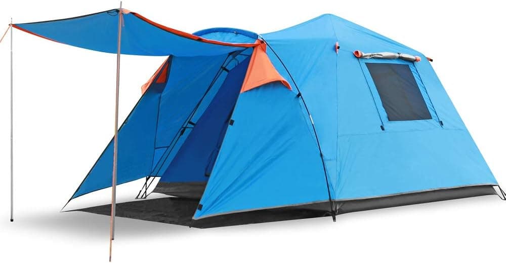 SESAME STAR Automatic Tent for 3-4 Person Two-Door Instant Pop Up Tent with UV Protection for Family Camping,Fishing (Blue-1)