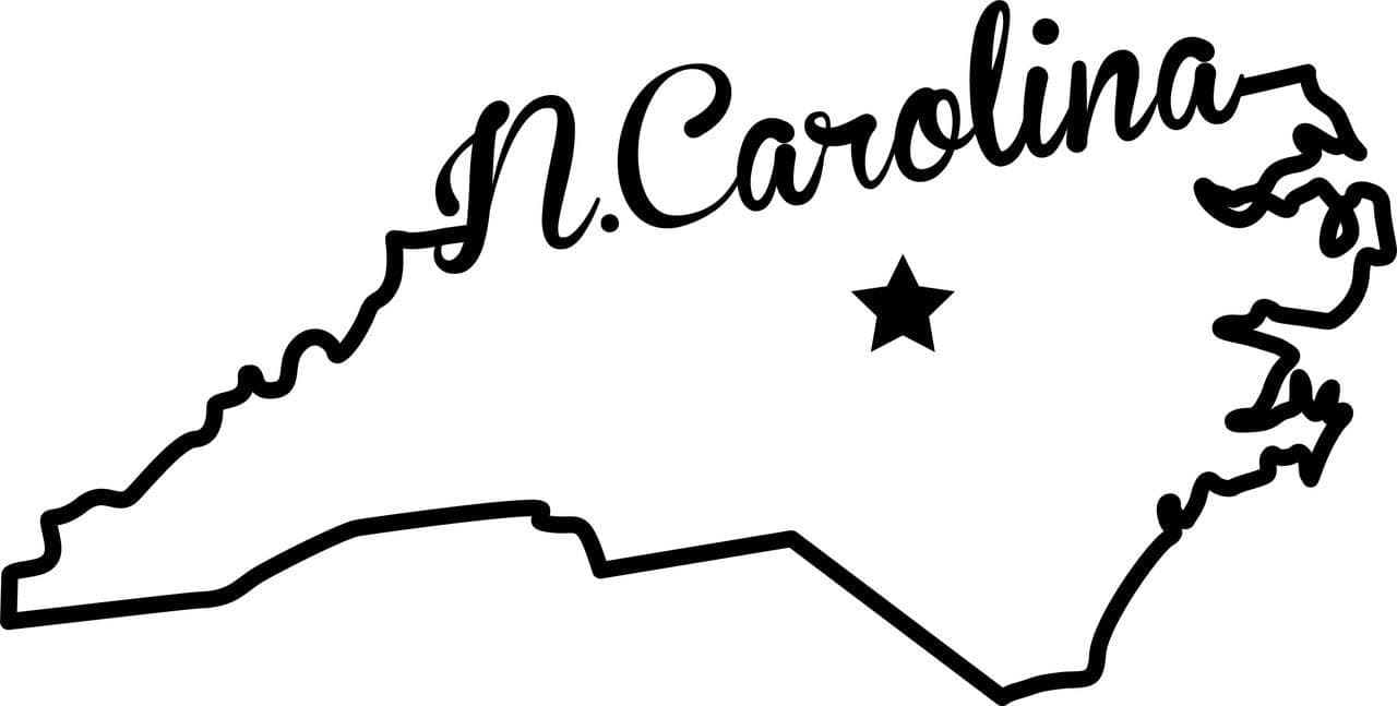 ND372 State of North Carolina Script Decal Sticker | 5.5-Inches By 2.7-Inches | Premium Quality Black Vinyl