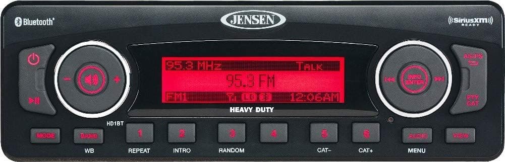 Jensen HD1BT AM/FM/WB/USB/SiriusXM Ready/Bluetooth Heavy Duty Radio, Full iPhone/iPod Controls, Black