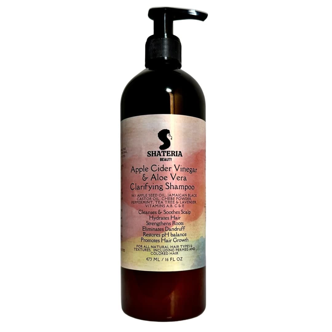 Shateria Beauty Apple Cider Vinegar & Aloe Vera Clarifying Shampoo | Removes Buildup & Dandruff for Itch-Free Scalp|Promotes Hair Growth Sulfate & Paraben-Free | 100% Vegan |16 Fl Oz