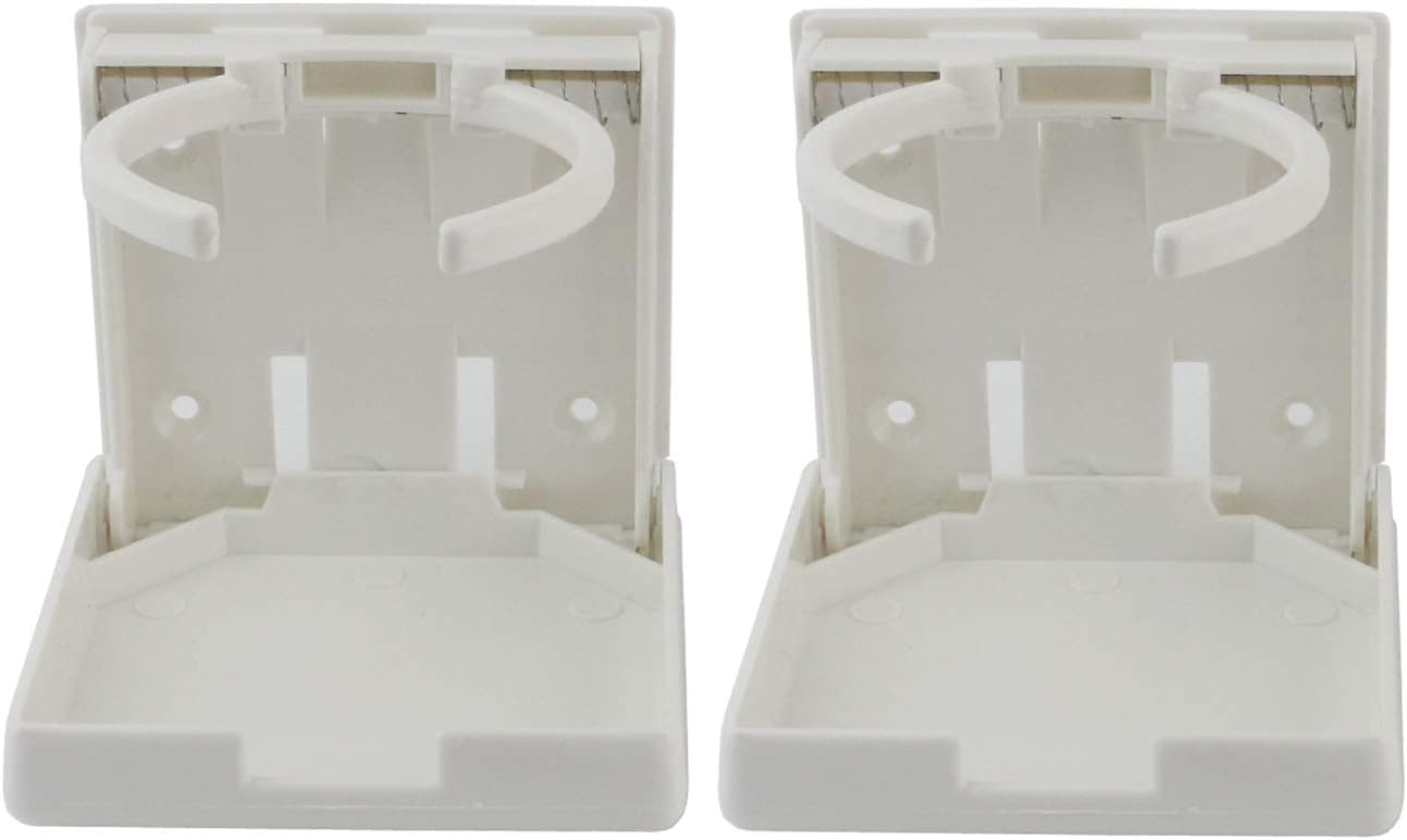 Ogrmar 2PCS Adjustable Folding Drink Holder/Adjustable Cup Holder for Marine/Boat/ Caravan/Car (White)