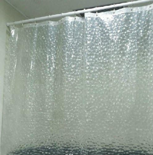 New 71" Luxury 3D Clear Shiny Diamond Effect Waterproof Shower Curtain With Hook Set