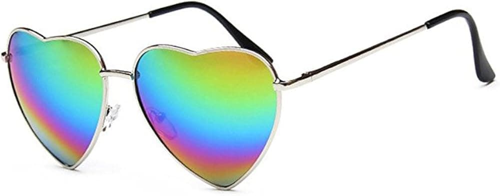Meyison Heart Sunglasses Thin Metal Frame Hippie Lovely Aviator Style Eyewear