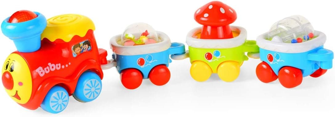 Electric Train Set, Cars Train Set for Kids with Music and Light (3 Train Cars,1 Engine,Great Gift for 2,3,and 4 Year Olds Baby)