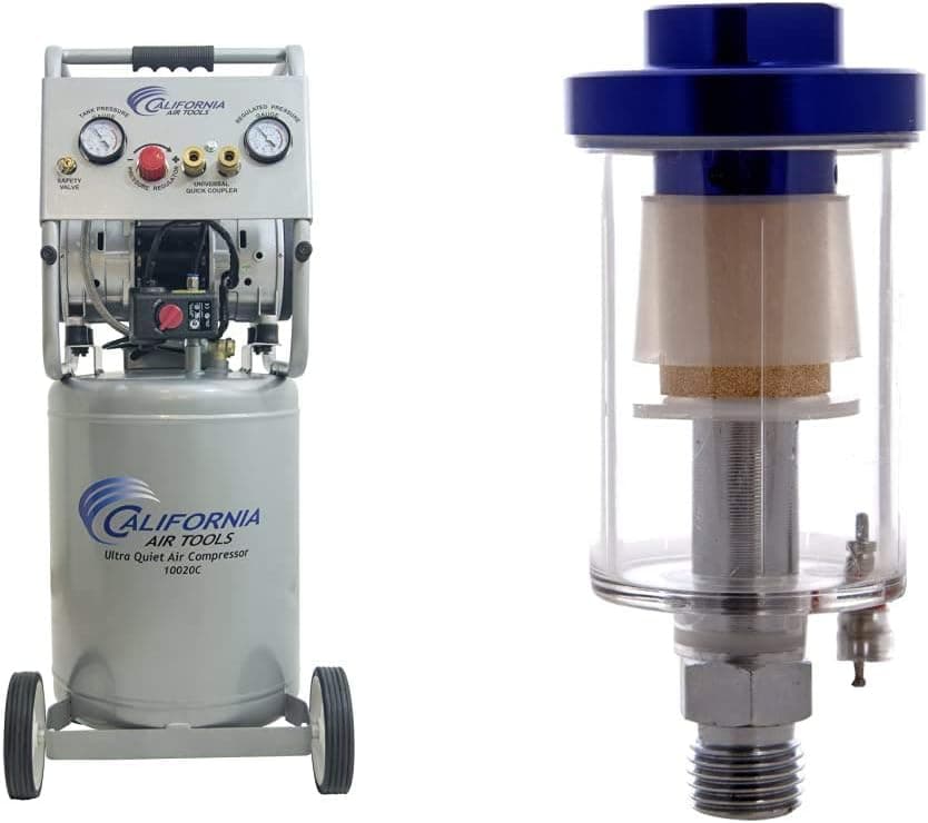 California Air Tools 10020C Ultra Quiet Oil-Free and Powerful Air Compressor, 2 HP & Air Tools 317 Water and Oil Air Filter