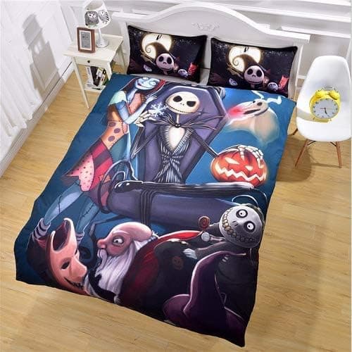 Nightmare Before Christmas 3 Pieces Duvet Cover Set Bedding Gift 1 Duvet Cover 2 Pillow Shams Luxury Quality Ultra Soft Breathable Comfortable Lightweight Durable with Zipper Ties no Comforter