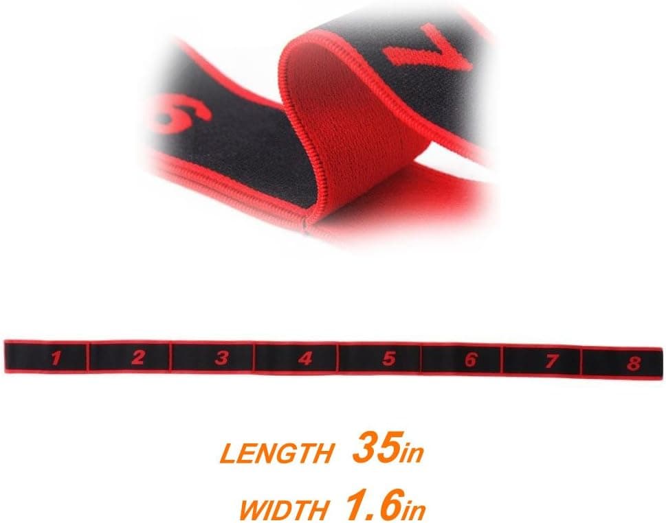 Latin Dance Elastic Stretch Belt Exercise Pull Strap Yoga Resistance Band New 2019, Perfect 8 Loops 35'' for Adults and Kids Unisex Latin,Ballet,Yoga,Pilates,Gymnastics (Red)