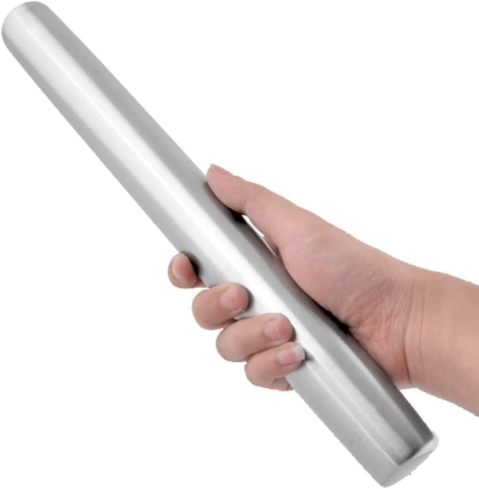 Benoo Metal Rolling Pin for Baking, 15.6''L-1.5'' Big Size， Food-Grade-Stainless Steel,Smooth and Oxidation-Resistant Rolling Pin For Bread, Pizza, Dumplings