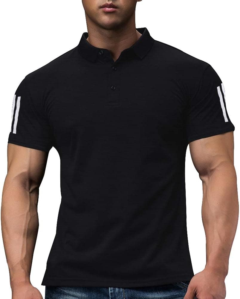 Men's Golf Polo Shirt Short Sleeve Running Casual Quick Dry Athletic Workout T-Shirt