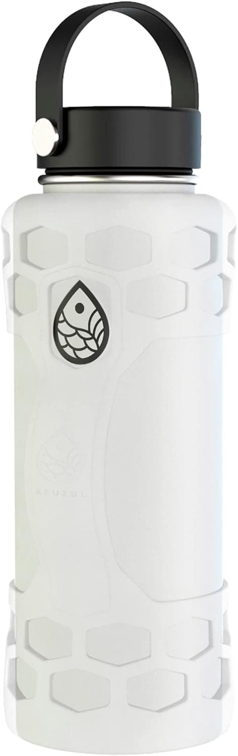 REUZBL Bottle Bumper Silicone Boot Sleeve Protector with Handle for Hydro Flask 40oz, 32oz, 24oz, 21oz, and Similar Stainless Steel Water Bottles Accessories