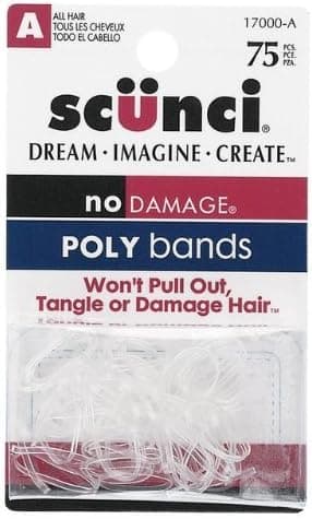 SCUNCI Clear Mini Poly Bands Sold in packs of 3
