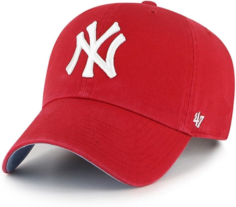 '47 New York Yankees Ballpark Clean Up Dad Hat Baseball Cap - Red/Blue Bottom, Red, White, Blue