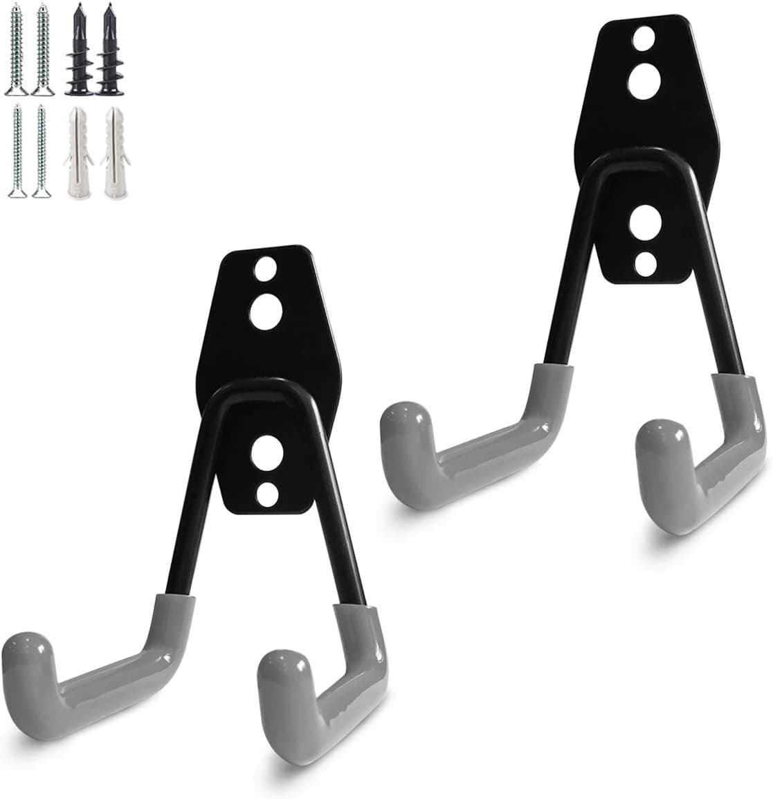 Garage Storage Utility Hooks，Heavy Duty Garage Garden Tool Organizer，Steel Wall Mount Hooks, Small Garden U Hooks(2 Pack) (U-Type, Gray)
