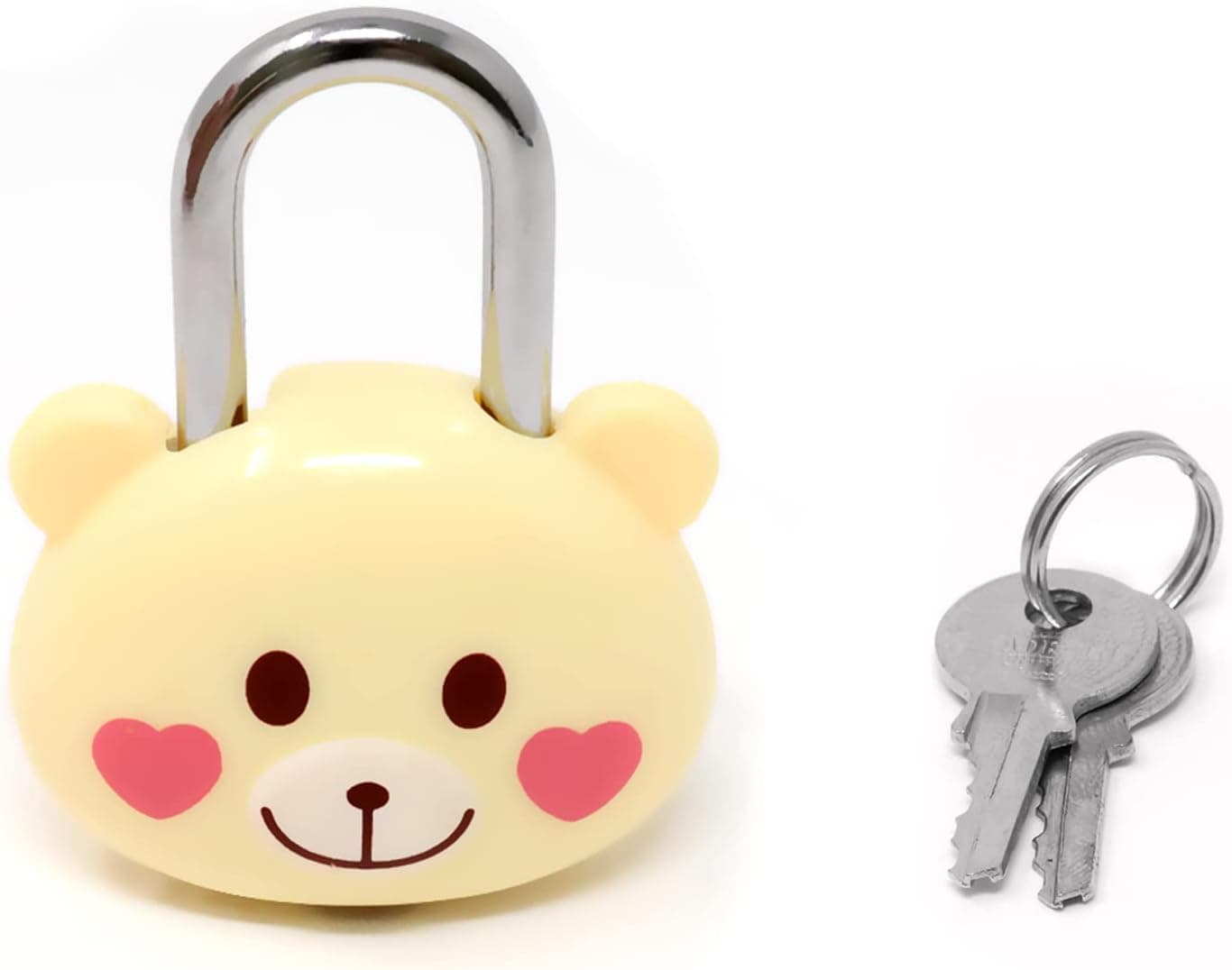 Honbay Cute Cartoon Animal Padlock Mini Beige Bear Padlock Lock with Key - for Jewelry Box, Purse, Handbag, Backpacks, Cabinet, Treasure Chest, Suitcases, Lockers, Letter Box, Diary, Notebook, etc