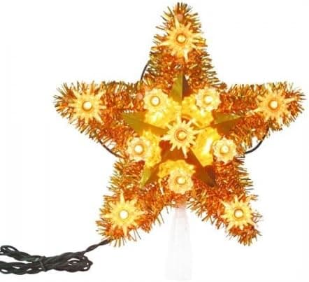 Illuminated Christmas Tree Topper - 11 Amber Mini Lights. Spare bulbs and fuses included