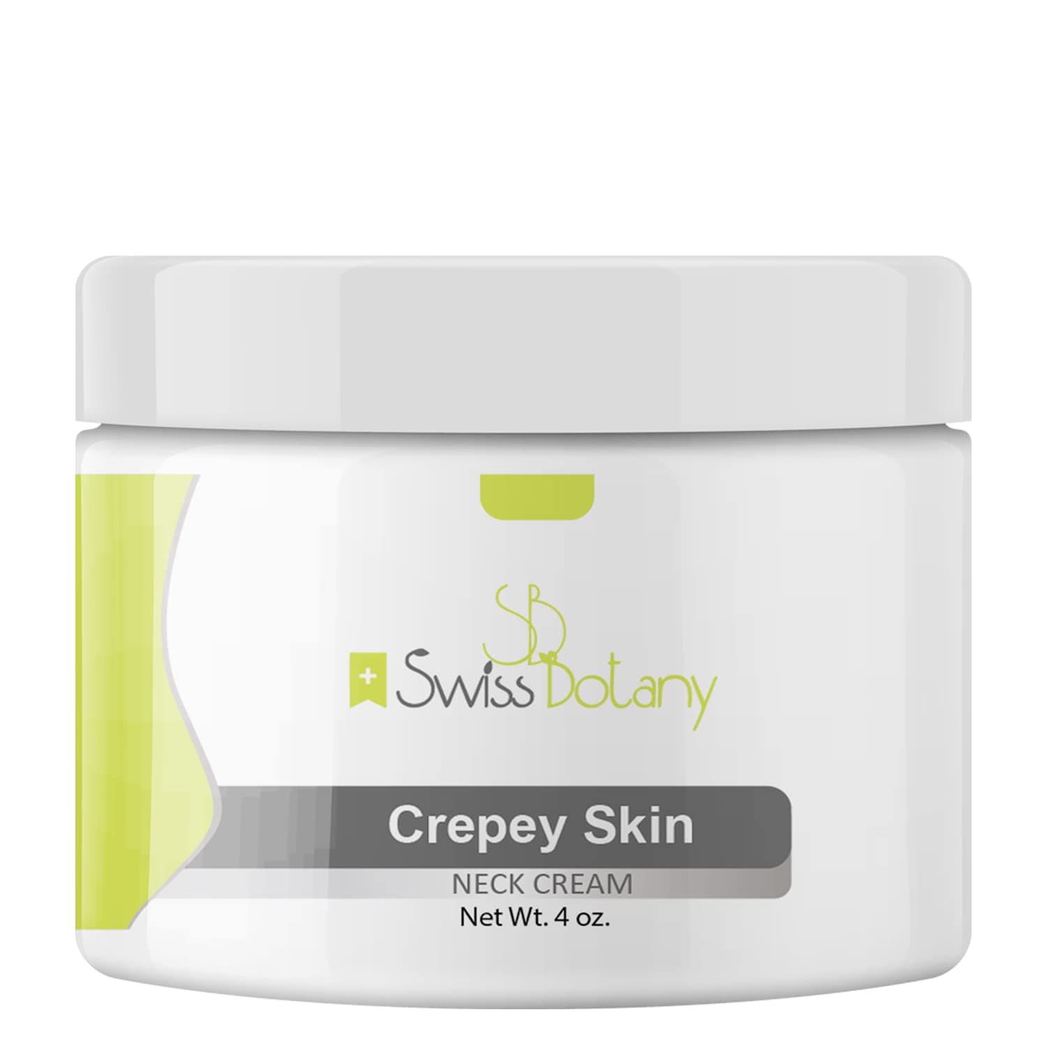 Swiss Botany Crepey Skin Eraser Neck Cream - Neck Firming Cream Tightens Sagging Skin, Restores Moisture, Nutrients & Youthful Complexion - Crepey Skin Treatment - Vegan, Cruelty Free, for Men and Women - 4 Ounces