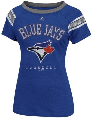 Majestic MLB Toronto Blue Jays Womens Flyball Pitcher Fashion Top - Royal Blue (Large)